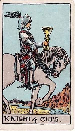 Rytíř pohárů — tarot karta Rider-Waite-Smith (Knight of Cups)