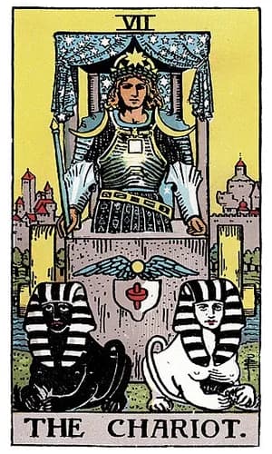 Vůz — tarot karta Rider-Waite-Smith (The Chariot)