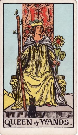 Královna holí — tarot karta Rider-Waite-Smith (Queen of Wands)