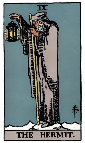 Poustevník — tarot karta Rider-Waite-Smith