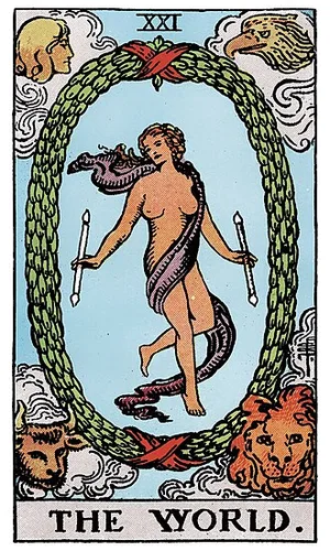 Svět — tarot karta Rider-Waite-Smith