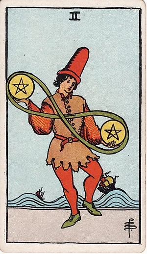 Pentaklů — tarot karta Rider-Waite-Smith