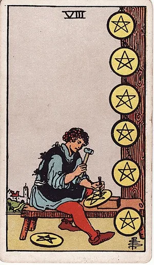 Pentaklů — tarot karta Rider-Waite-Smith