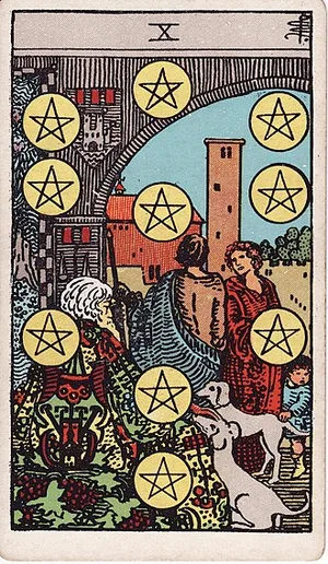 Pentaklů — tarot karta Rider-Waite-Smith